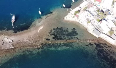 Bodrum’da deniz çekildi, tarihi Kral Yolu gün yüzüne çıktı