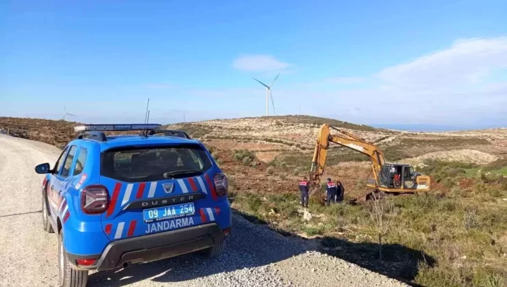 Didim’de izinsiz hazine arazisi kazan şüpheli yakalandı