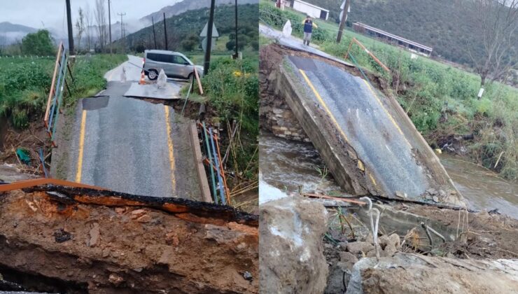 Milas’ta köprü çöktü: Bafa ile Kapıkırı arası ulaşım kesildi