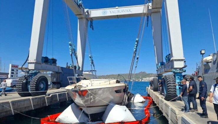 Bodrum’da marinadaki yangında batan 7 motoryatın enkazı kaldırılıyor